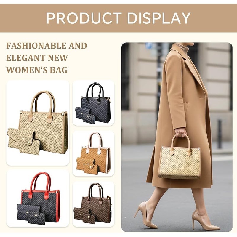 Tigpoy 3pcs Purses and Handbags Set for Women, Top-Handle Tote, Satchel Shoulder Bag & Matching Wallet and Card Purse - Image 2