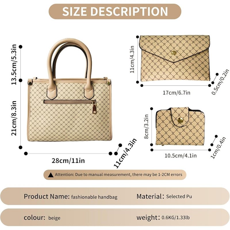 Tigpoy 3pcs Purses and Handbags Set for Women, Top-Handle Tote, Satchel Shoulder Bag & Matching Wallet and Card Purse - Image 5