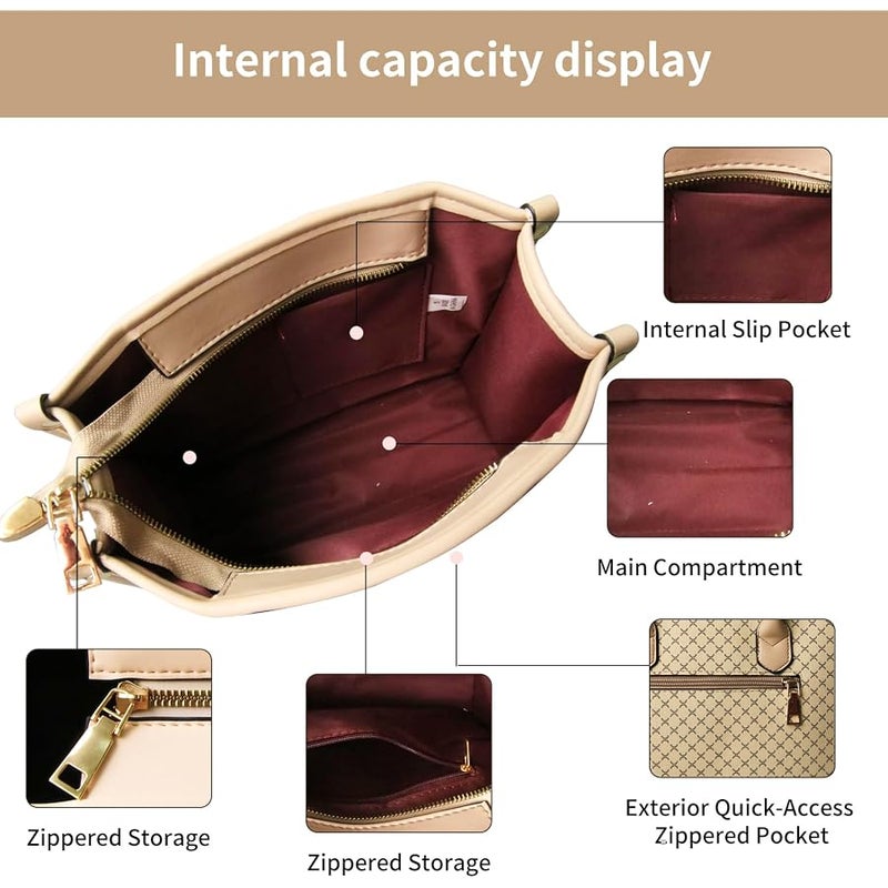 Tigpoy 3pcs Purses and Handbags Set for Women, Top-Handle Tote, Satchel Shoulder Bag & Matching Wallet and Card Purse - Image 4