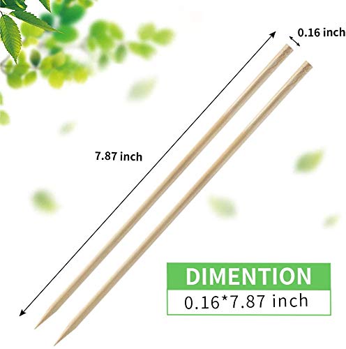 Fu Store Bamboo Skewers, 8 Inch Bamboo Sticks 100pcs BBQ Kabob Skewers, Grill, Appetizer, Fruit, Corn, Chocolate Fountain, Cocktail, Art, Craft, Set of 100 Pack - Image 4
