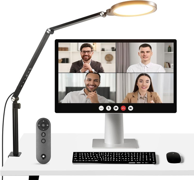 Neewer Basic 18W 7" Desktop Ring Light for Streaming Video Conference Lighting, 3000-6500K Dimmable Full Screen LED Circle Light with Articulating Arm& C Clamp for Phone/Computer Zoom Call Record, R18 - Image 1