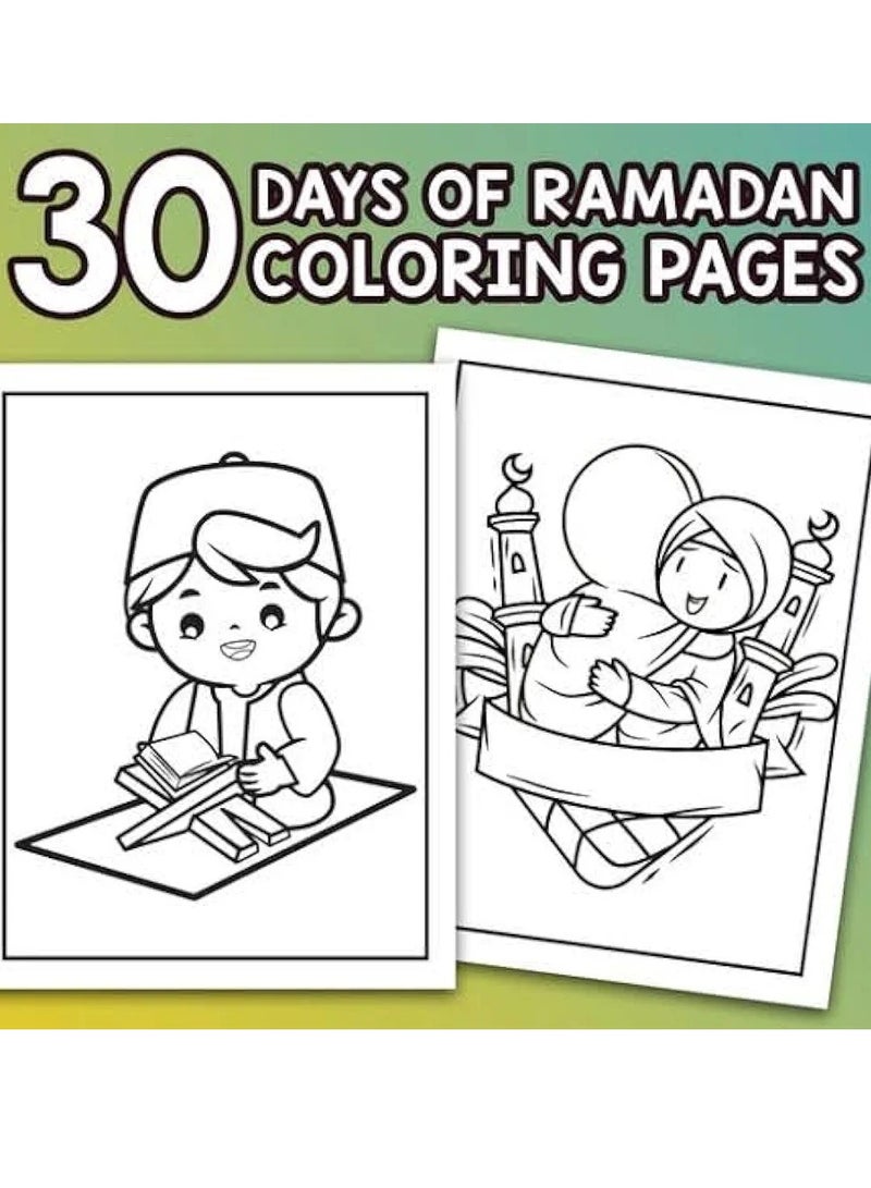 مجموعة صفحات تلوين رمضان 30 يومًا مع الألوان للأطفال - Image 2