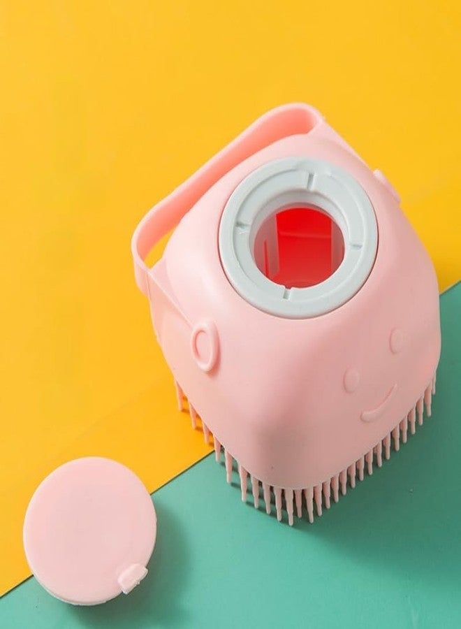 HUDACRUSH Pink Body Scrubber with Soap Dispenser Bath Brush, Body brush for Bathing, Soft Body Exfoliator, Bath Silicon Body Loofah for Babies, Kids, Women, Men and silicone loofah for bathing - Image 3