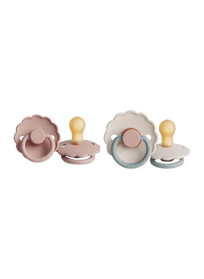 FRIGG Daisy Latex Baby Pacifier 6-18M 2-Pack Blush/Cotton Candy - Size 2