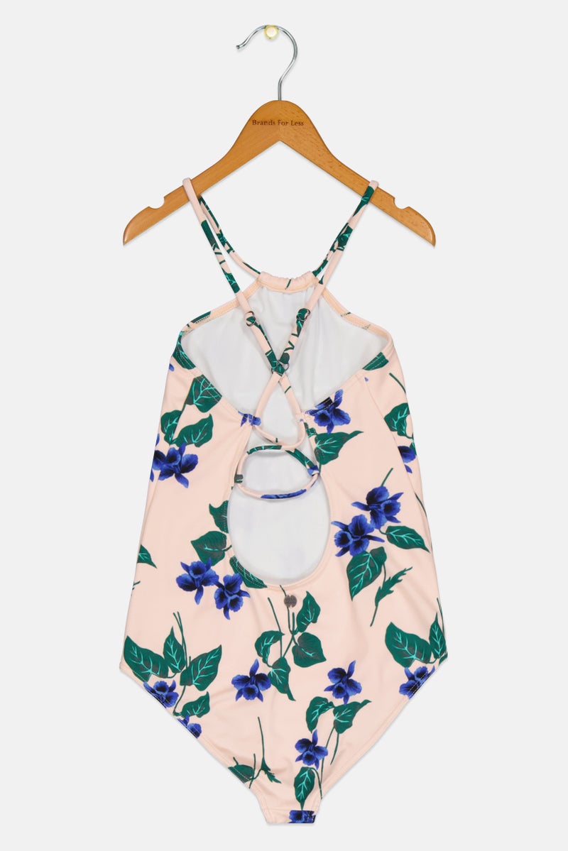 Billabong ملابس سباحة قطعة واحدة للفتيات بالألوان المتعددة بتصميم زهور - Image 3