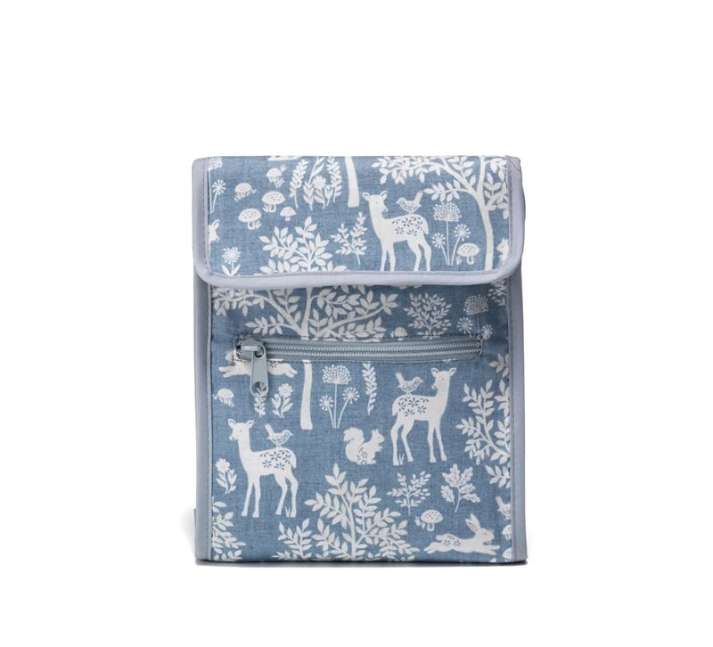 Prym Circular Knitting Needle Case â€“ 9â€ x 7-1/4â€ Fan-Fold Organizer with 10 Pockets, Magnetic Closure & Zip Accessory Pocket - Blue Woodland - Image 3