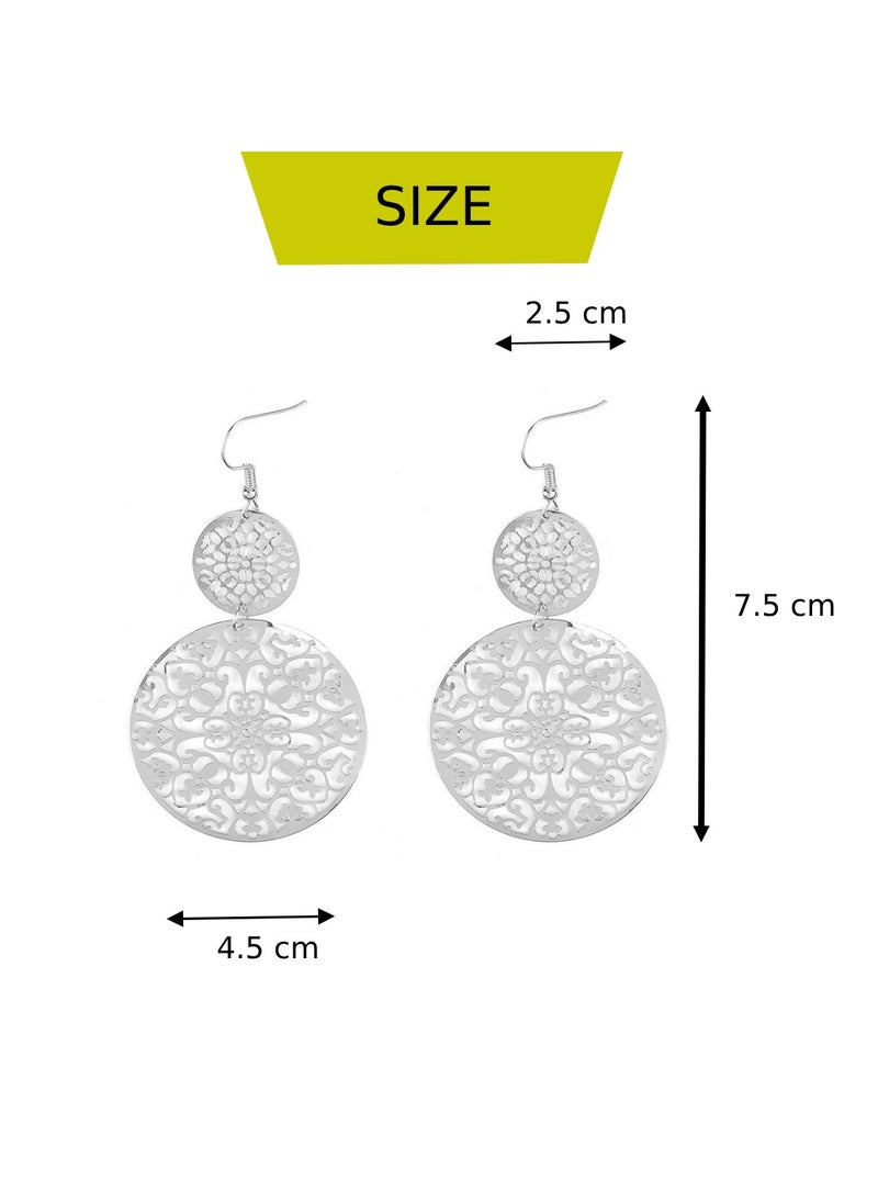 Soko Mesh - Boho Retro Silver Dangle Earrings - Dazzling Collection - Elevate Everyday Style with Hypoallergenic Fashion-forward Women's Jewelry - Image 1