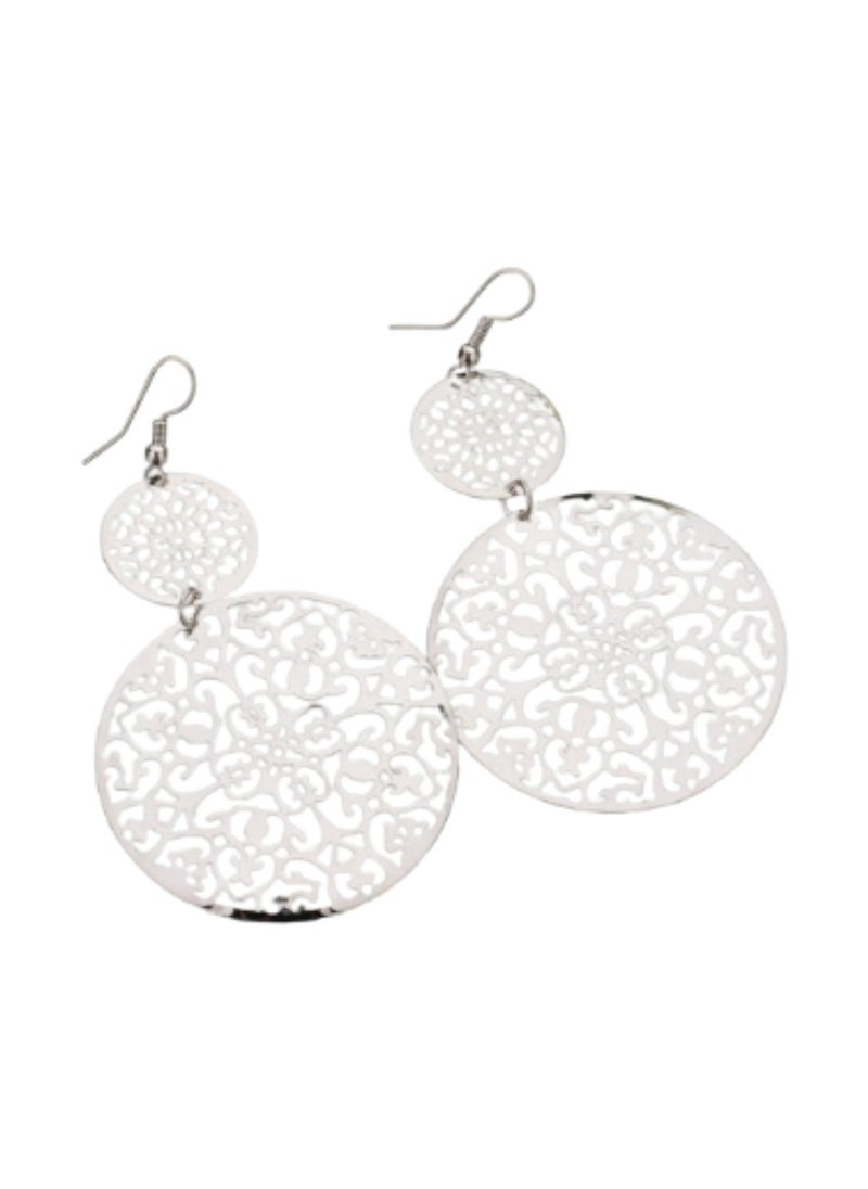 Soko Mesh - Boho Retro Silver Dangle Earrings - Dazzling Collection - Elevate Everyday Style with Hypoallergenic Fashion-forward Women's Jewelry - Image 1