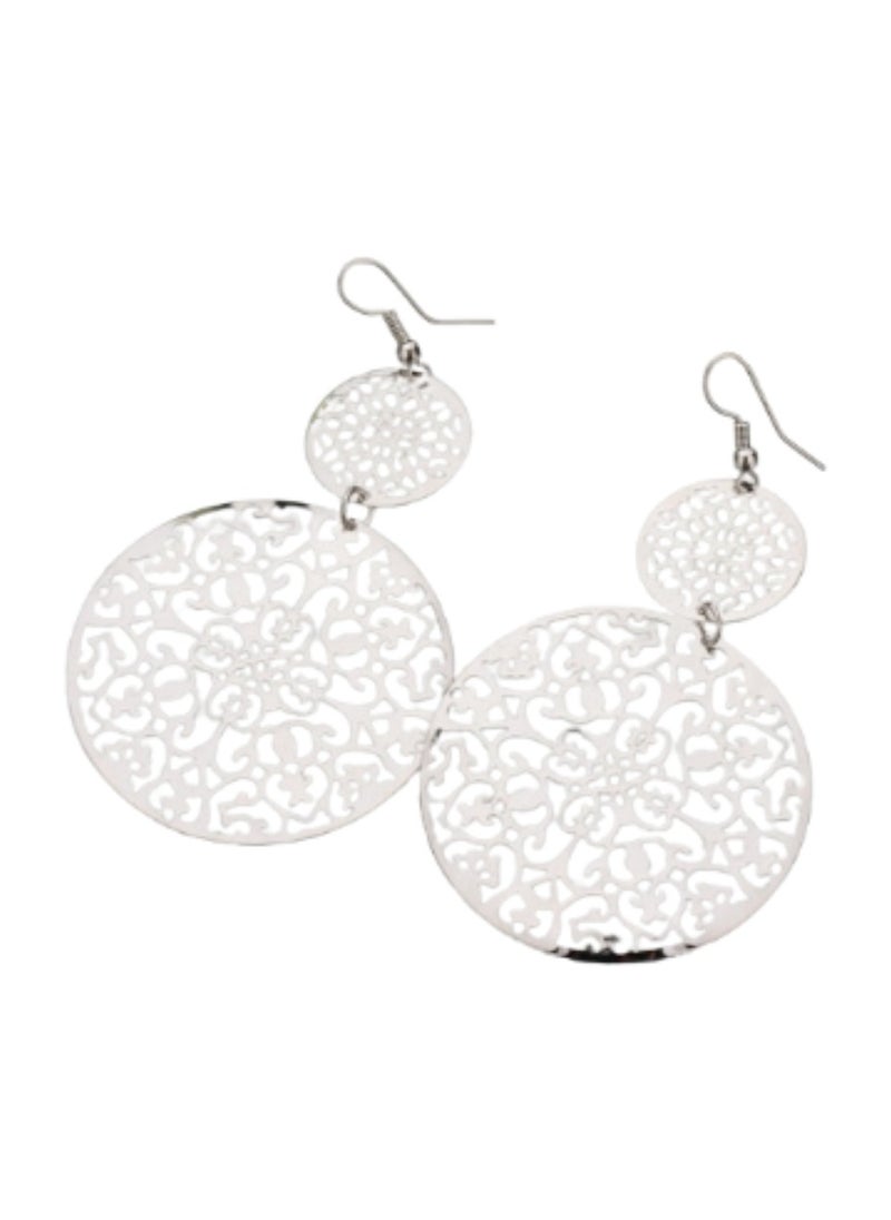 Soko Mesh - Boho Retro Silver Dangle Earrings - Dazzling Collection - Elevate Everyday Style with Hypoallergenic Fashion-forward Women's Jewelry - Image 1