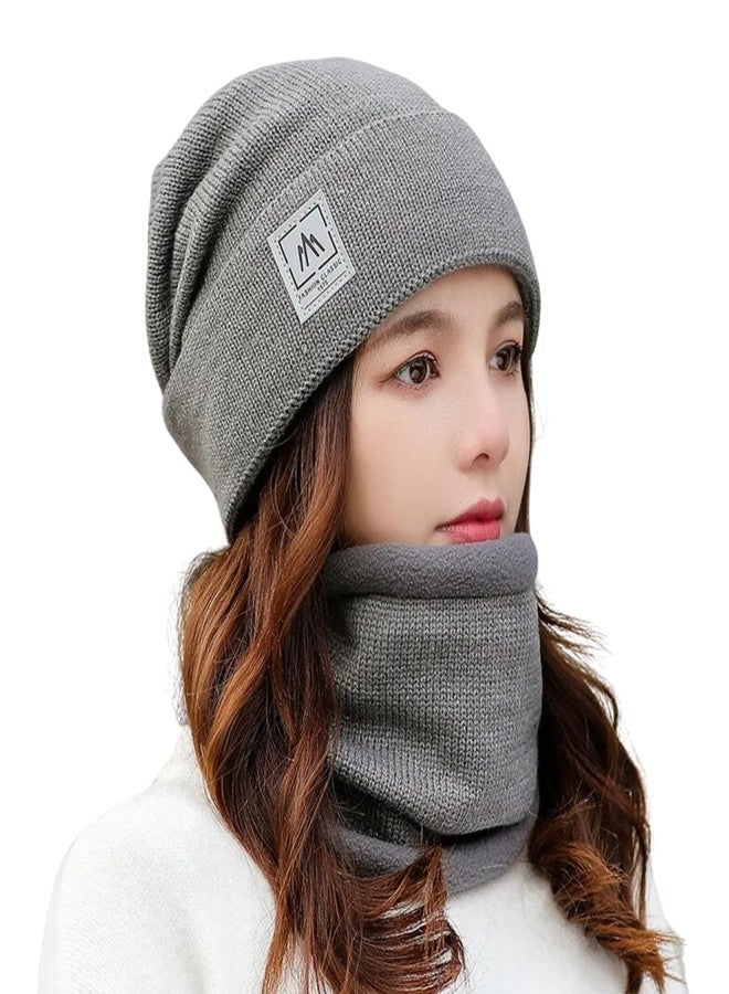 Zacharias Women's Winter Woolen Cap with Neckmuffler/Neckwarmer (Grey_Free Size_Pack of 1) - Image 2