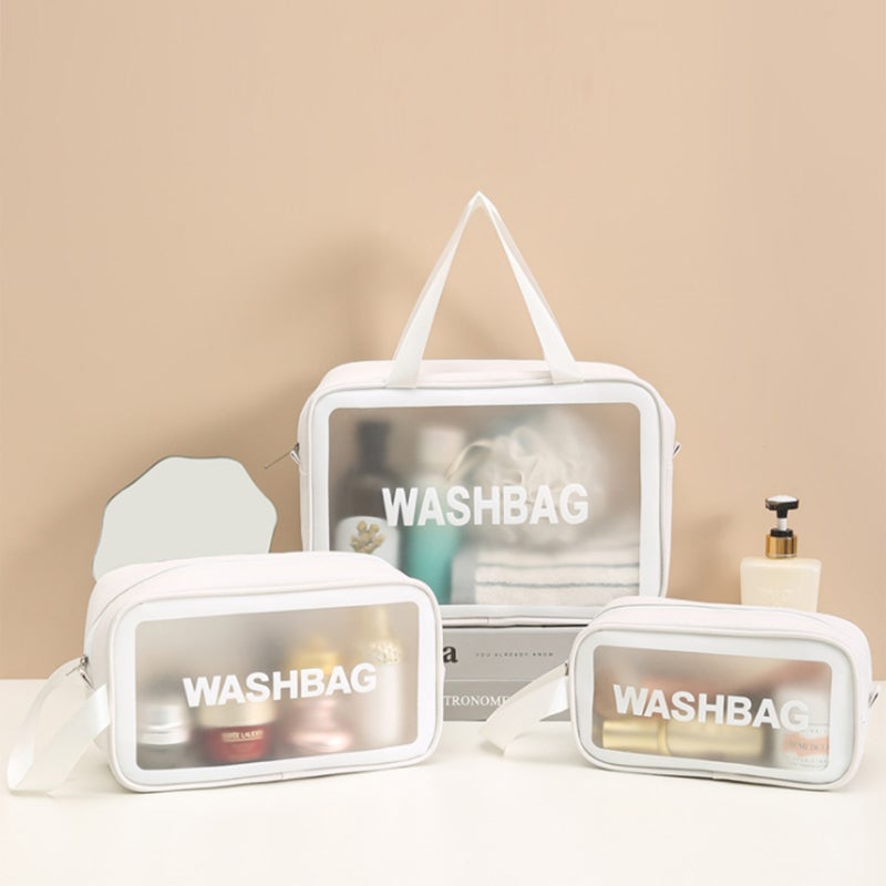Clear Cosmetic Bags PVC Waterproof Make Up Pouch Travel Portable Large Capacity Storage Bag Toiletry Bag Organizers with Handle - Image 1