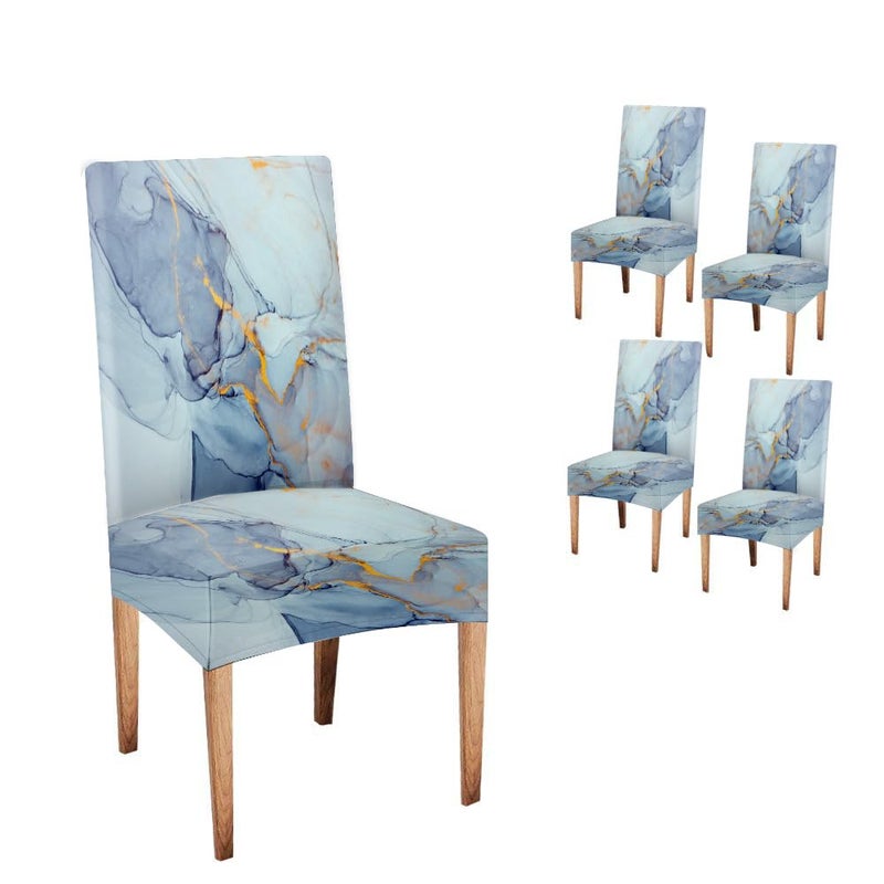 CAPSCEOLL Marble Blue Abstract Printing Dining Chair Covers Set of 4Stretch Parsons Chair Slipcovers Universal Removable Washable Chair Seat Covers Protector for Dining RoomKitchenHotel