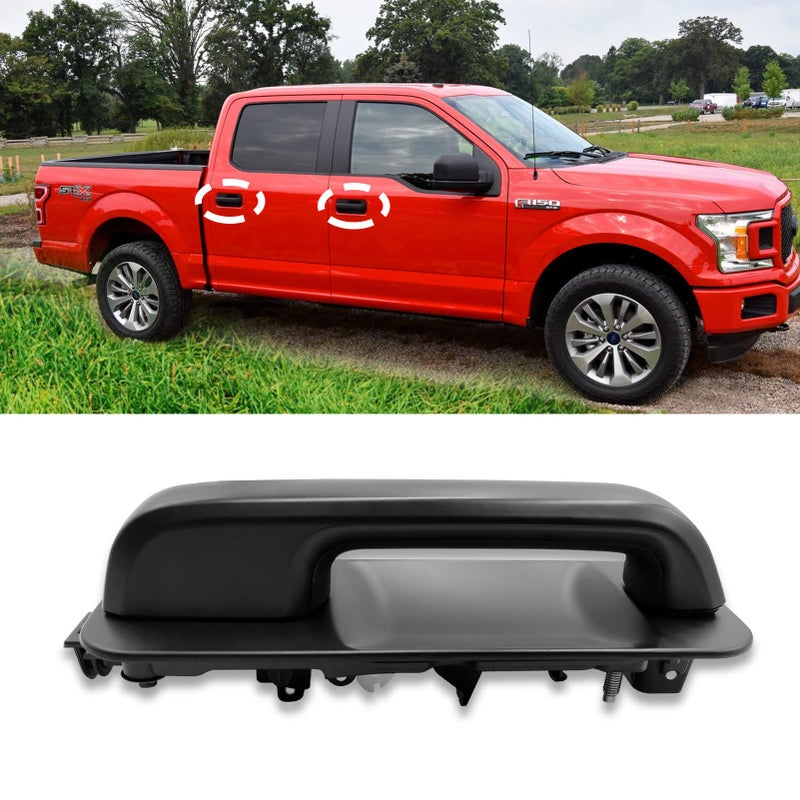 مونلينكس 1PCS متوافق مع مقبض باب فورد F150 الخارجي 2015-2020 استبدال مقبض باب الركاب الجانبي الأيمن الأمامي والخلفي أسود ناعم 14603671FL3Z1522404CAPTM