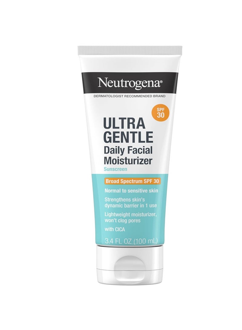 Neutrogena Ultra Gentle Daily Facial Moisturizer with SPF 30 Sunscreen with CICA, Lightweight Face Lotion with Broad Spectrum SPF 30 for Normal to Sensitive Skin, Fragrance-Free 100 mlml - Image 1