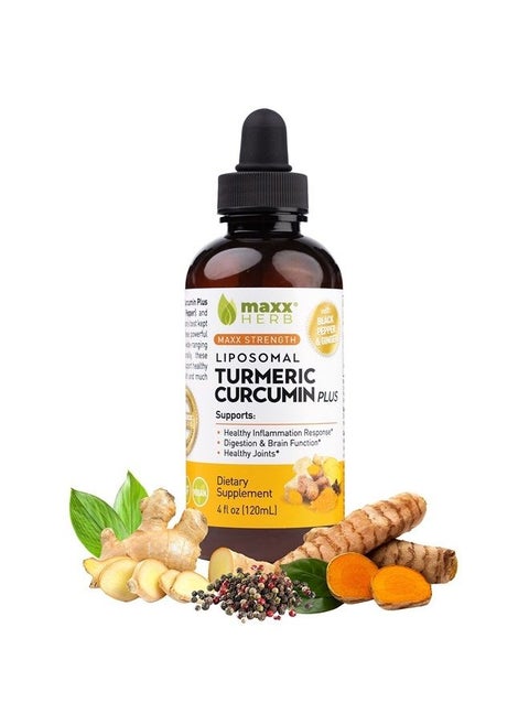 Liquid Turmeric Curcumin - Liposomal Turmeric Supplement with Black Pepper BioPerine & Ginger - Max Strength Extract for Joint Health & Digestion – 4 Oz Bottle (60 Servings)