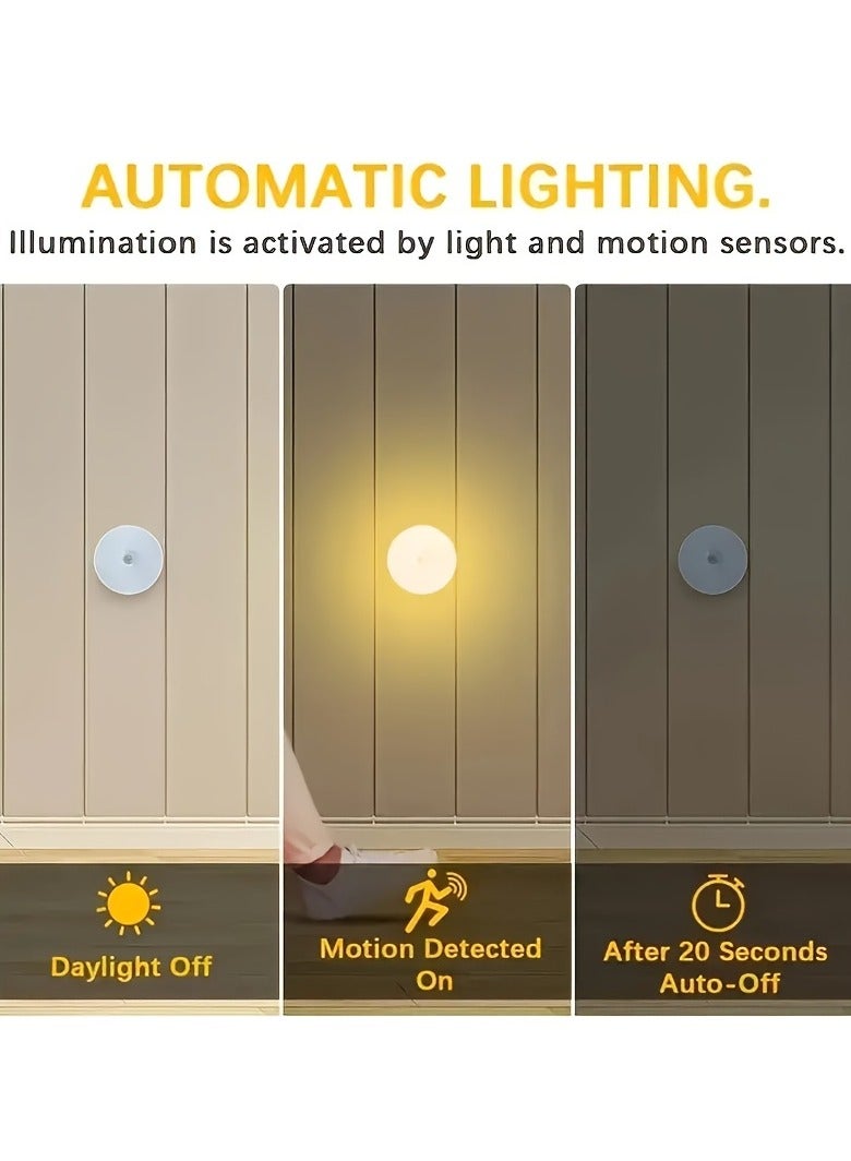 AROAQ Wall-Mounted LED Step Lights for Home Indoor Lighting, USB Rechargeable with a Light Source Sensor Night Light, Soft Light That Is Easy on The Eyes for Reading, Featuring Two Lighting Modes: Constant on And Sensor, Suitable for, Stairs, Balcony, Wardrobe, And Desktop Lighting, 6pcs - Image 3