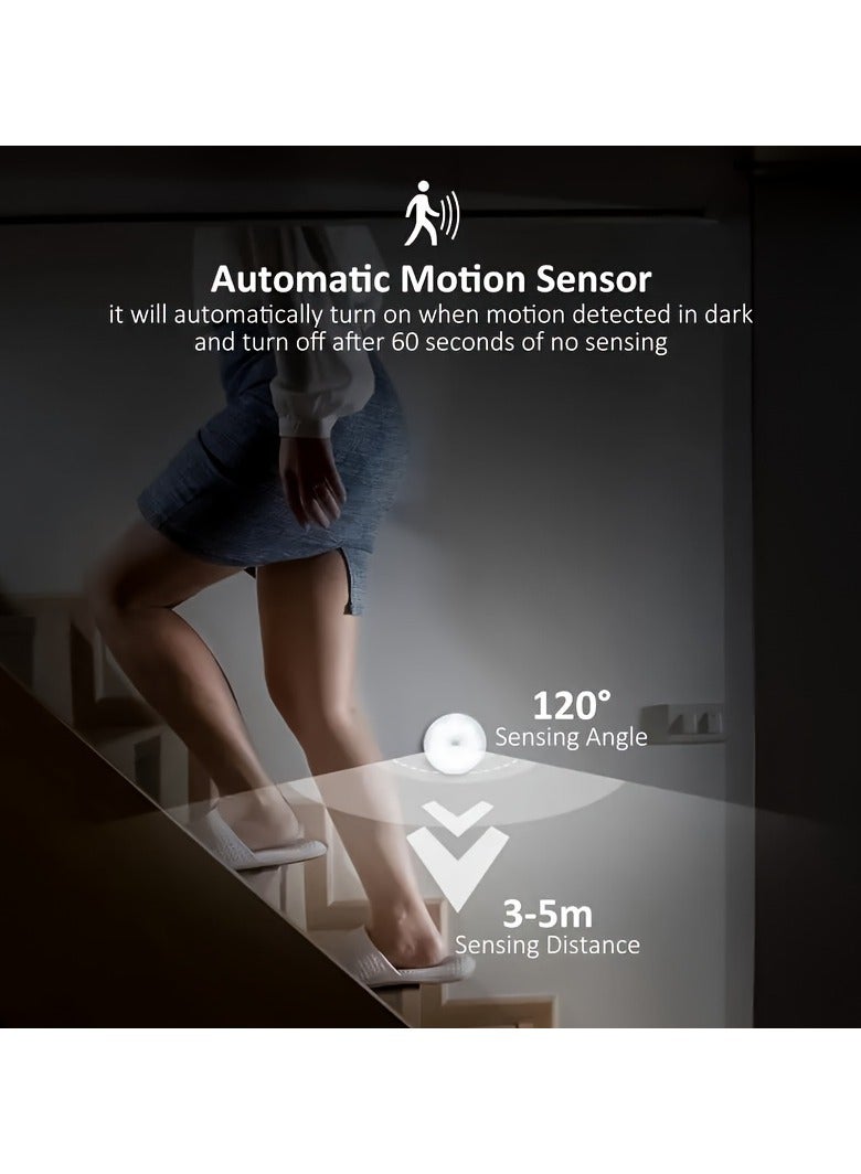 AROAQ Wall-Mounted LED Step Lights for Home Indoor Lighting, USB Rechargeable with a Light Source Sensor Night Light, Soft Light That Is Easy on The Eyes for Reading, Featuring Two Lighting Modes: Constant on And Sensor, Suitable for, Stairs, Balcony, Wardrobe, And Desktop Lighting, 6pcs - Image 4