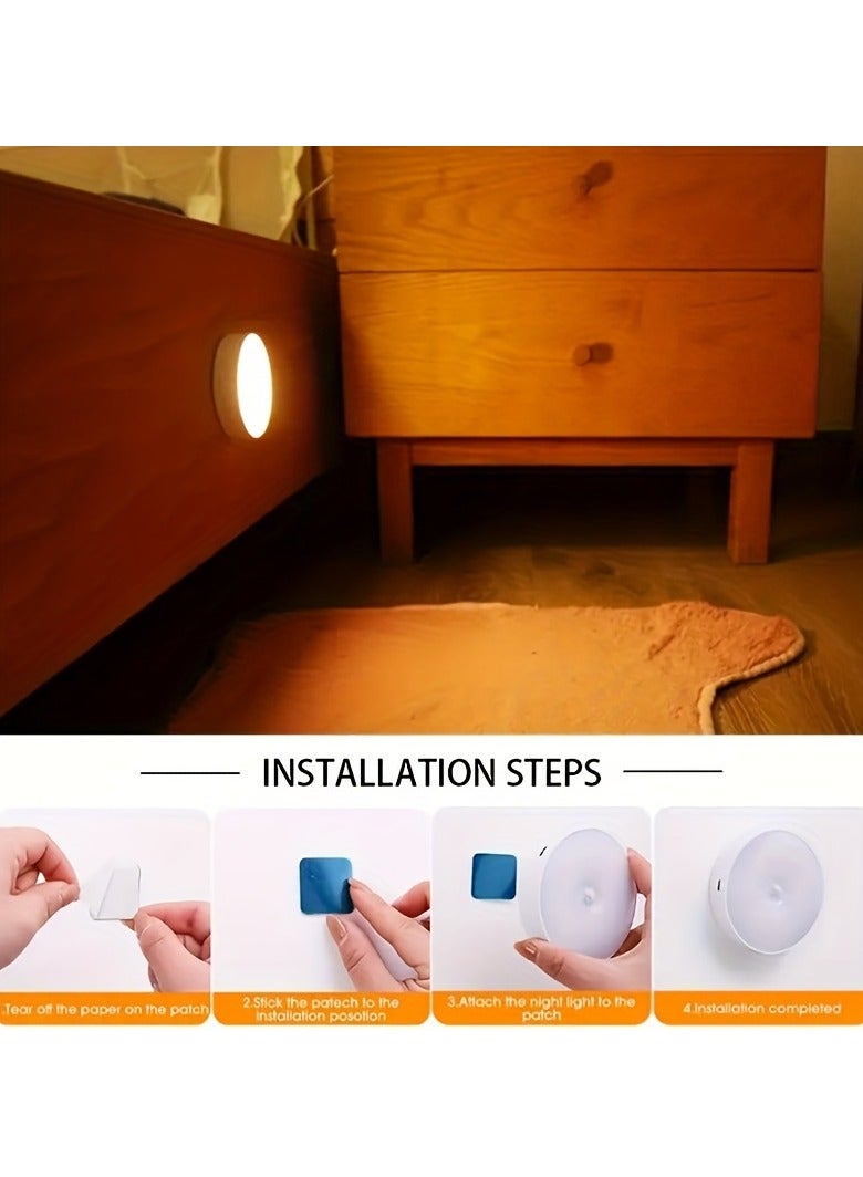 AROAQ Wall-Mounted LED Step Lights for Home Indoor Lighting, USB Rechargeable with a Light Source Sensor Night Light, Soft Light That Is Easy on The Eyes for Reading, Featuring Two Lighting Modes: Constant on And Sensor, Suitable for, Stairs, Balcony, Wardrobe, And Desktop Lighting, 6pcs - Image 5