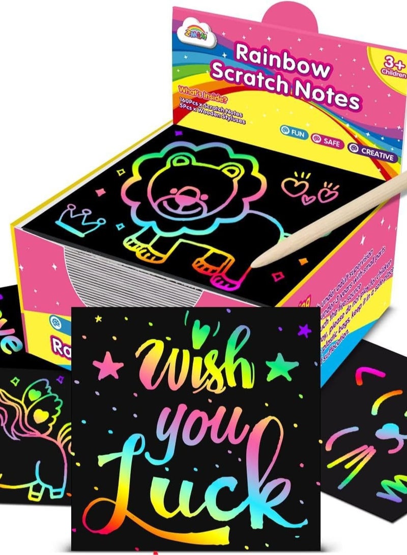 Arabest Premium Rainbow Art Notebooks,A Set of Large Black Scratch Books with 4 Pens and 4 Stencil Rulers,Drawing Colorful Gift for Kids Birthday Party  - Image 5