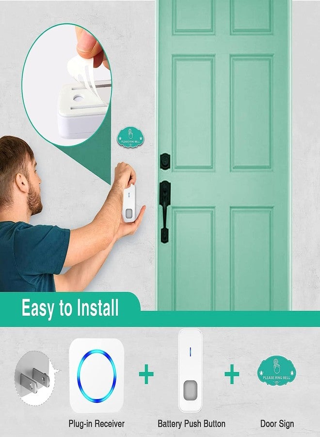 SURFOU Wireless Doorbell, Waterproof, Easy installation -1300ft Range 55 Chimes, 5 Adjustable Volume Levels - LED Flash (1 Button+2 Receivers-White) - Image 2