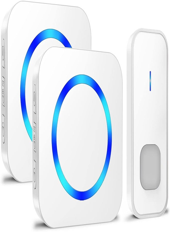 SURFOU Wireless Doorbell, Waterproof, Easy installation -1300ft Range 55 Chimes, 5 Adjustable Volume Levels - LED Flash (1 Button+2 Receivers-White) - Image 1