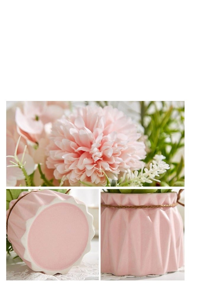 Round Vase White Circular Shape Artificial White Flowers For Decoration - Image 2