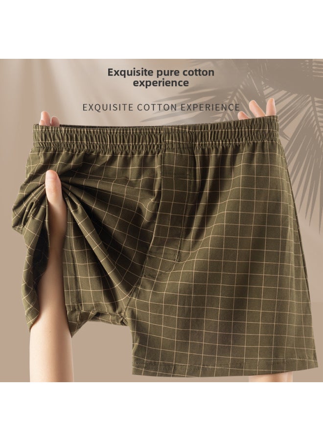Spring And Summer New Arlo Pants For Men Cotton Plus Size Men's Underwear Open Placket Loose Short Pants Plaid Combed Cotton