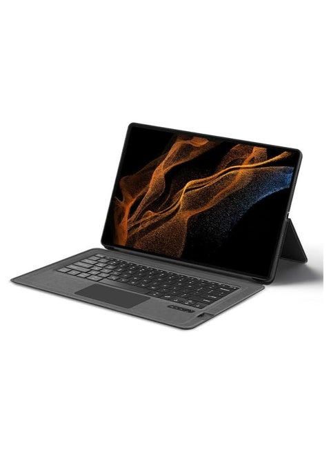 Keyboard Case for Samsung Galaxy Tab S10 Ultra (2024) Bluetooth Removable Keyboard with Smart Touchpad & Leather Protective Cover with Multi-angle Bracket
