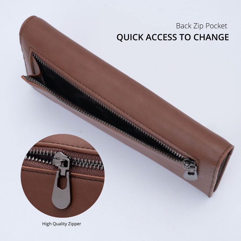 Alldaily Ultra Slim Thin Women Wallet RFID Blocking Credit Card Holder Bifold Long Ladies Billfold (Coffee) - Image 4