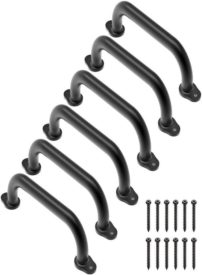 Dolibest 6 Pack 12-Inch Safety Handle, Metal Safety Playground Handles, Playset Hand Grips & Wider Base Design, Playset Handles for Climbing Frame, Play House, Treehouse, Swing Set Accessories-Black - Image 1