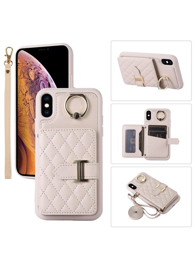 اس-توب جراب لهاتف iPhone XS Max مع حامل بطاقات أفقي وحلقة وحبل مزدوج - Image 1