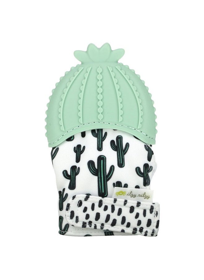 Itzy Ritzy Itzy Ritzy Silicone Teething Mitt - Soothing Infant Teething Mitten with Adjustable Strap, Crinkle Sound & Textured Silicone to Soothe Sore & Swollen Gums - Baby Teething Toy For 3 Mos & Up, Cactus  - Image 2