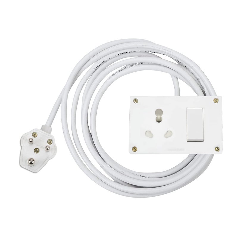 Ocko Heavy Duty Extension Board with 15mm 8m Long Wire 616 Amp 1 Socket 1 Switch and 6 Amp Plug Combined for Microwave Induction Cooker Fridge Heater AC Polycarbonate White Pack of 1 - Image 1