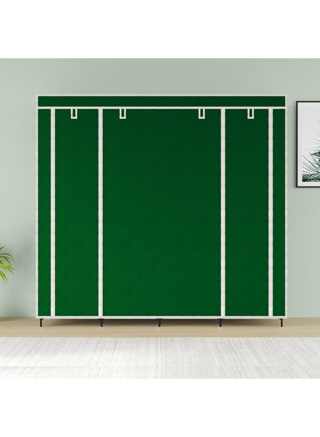 Whitecloud TRANSFORMING HOMES Polypropylene Collapsible Wardrobe 12 Shelves Almari Closet Clothes Storage Rack Quick And Easy To Assemble (W 88170) (Green, Standard) - Image 3