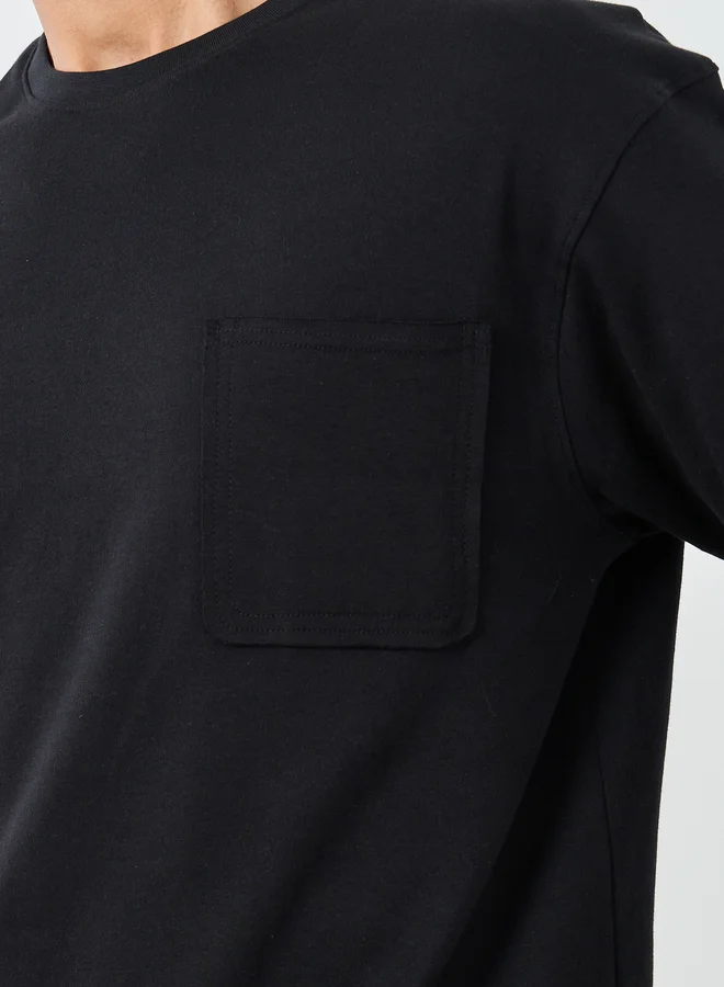 Styli Styli Men Black Interlock Oversized T-Shirt with Pocket