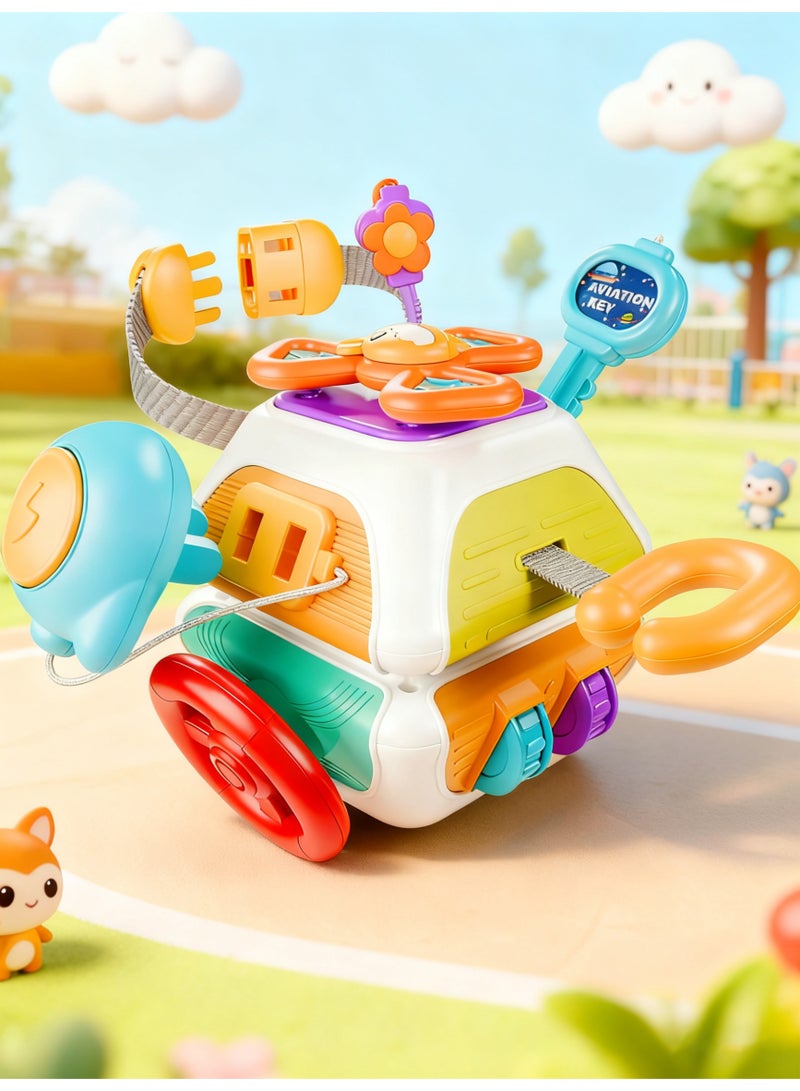 Haidue 10-in-1 Kids Busy Cube Fidget Toy Baby Sensory Busy Board Montessori Educational Activity Cubes Gadgets Toys for Toddlers - Image 1