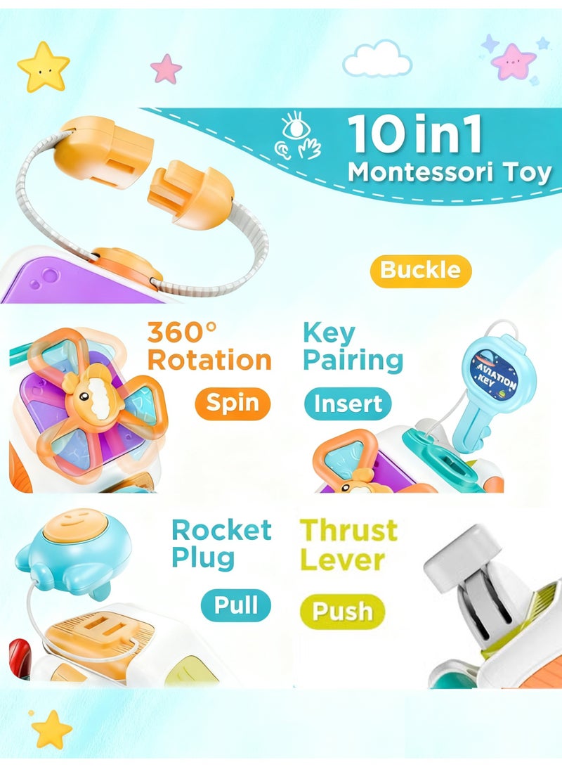 Haidue 10-in-1 Kids Busy Cube Fidget Toy Baby Sensory Busy Board Montessori Educational Activity Cubes Gadgets Toys for Toddlers - Image 2