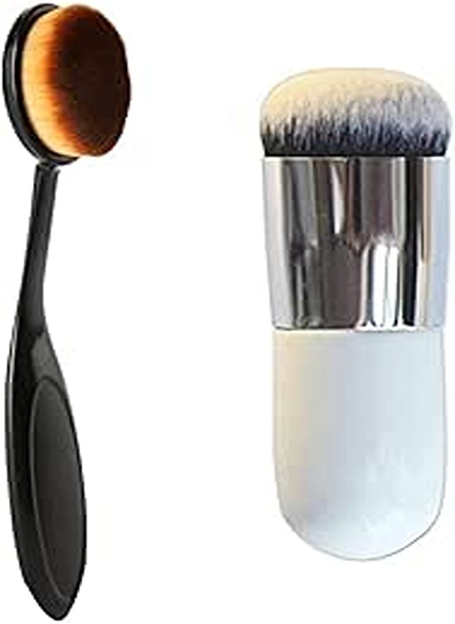 Zureni Zureni Combo of Two Makeup Brushes Premium Synthetic for Face Concealer, Contour Kit and Face Powder Foundation 