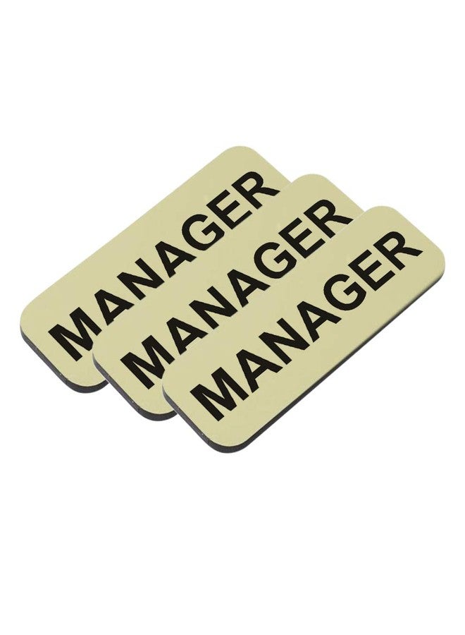 All Quality Badges Manager 1 x 3 Name Tag, Brushed Gold (3 Pack) - Image 1