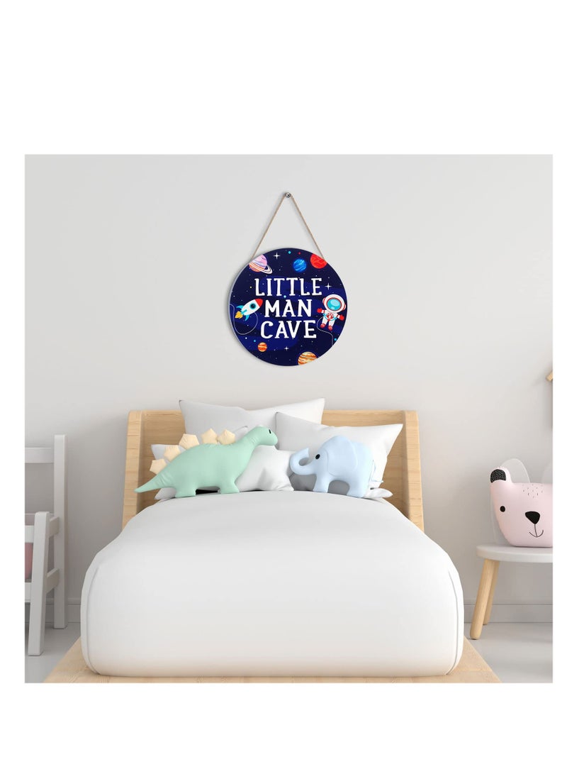 SOLARAE Little Man Cave Wooden Sign Space Decor, Quote Wood Plaque, Nursery Hanging Wall Art Decor, For Kids Room Boy Bedroom Kids Toddler Boys Playroom Living Room Decorations - Image 5