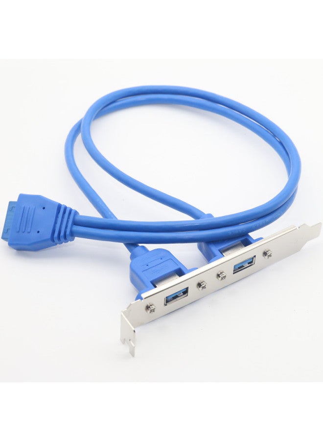 Motherboard With Baffle 20Pin To USB3.0 Extension Cable With Iron Sheet 20p To USB3.0 Chassis Baffle Cable-Color:Blue-Length:0.5m