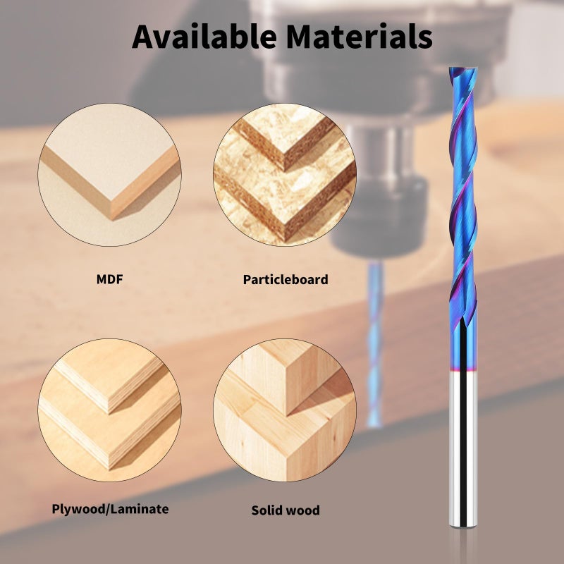 EANOSIC Extra Long 4 Inch Upcut Spiral Router Bit 1/4 Inch Shank, 1/4 Inch Cutting Diameter, Solid Carbide with NACO Coating CNC Router Bits End Mill for Wood Cut, Trimming, Carving - Image 4