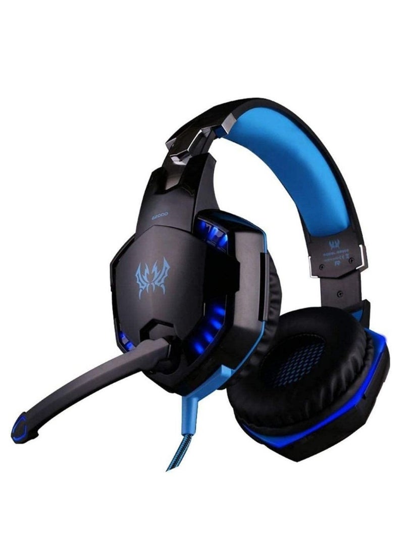 G2000 Gaming Headset, Surround Stereo Gaming Headphones with Noise Cancelling Mic, LED Lights & Soft Memory Earmuffs, Works with PS4, Nintendo Switch, PC Mac Computer Games -Red