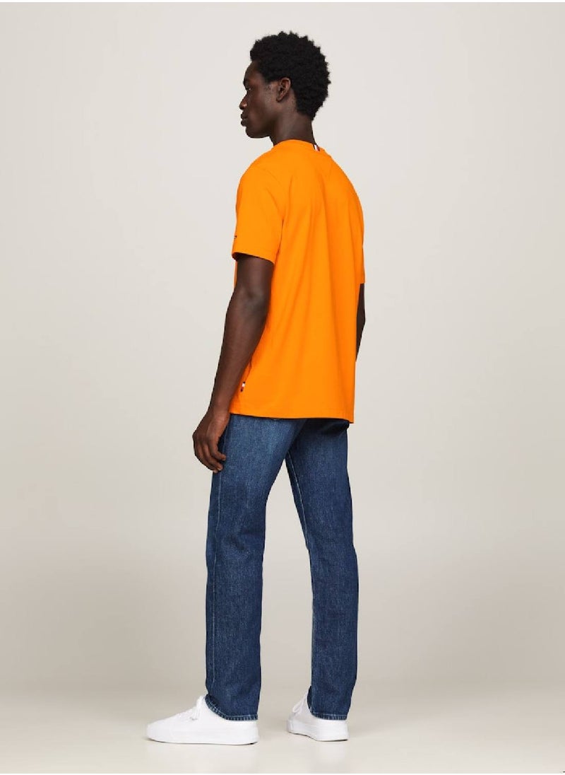 TOMMY HILFIGER - Men's Logo Print Jersey T-Shirt -  Pure cotton jersey, Yellow - Image 1