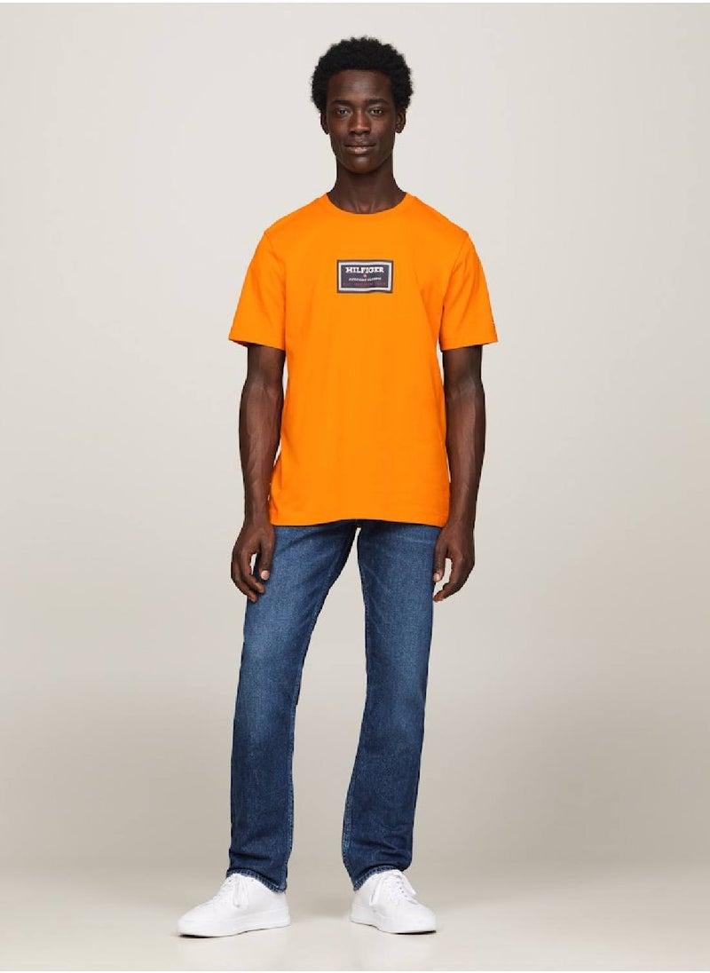 TOMMY HILFIGER - Men's Logo Print Jersey T-Shirt -  Pure cotton jersey, Yellow - Image 1