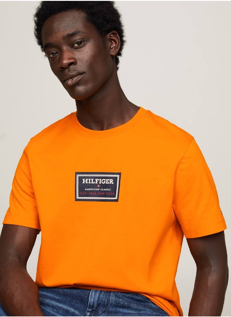 TOMMY HILFIGER - Men's Logo Print Jersey T-Shirt -  Pure cotton jersey, Yellow - Image 1