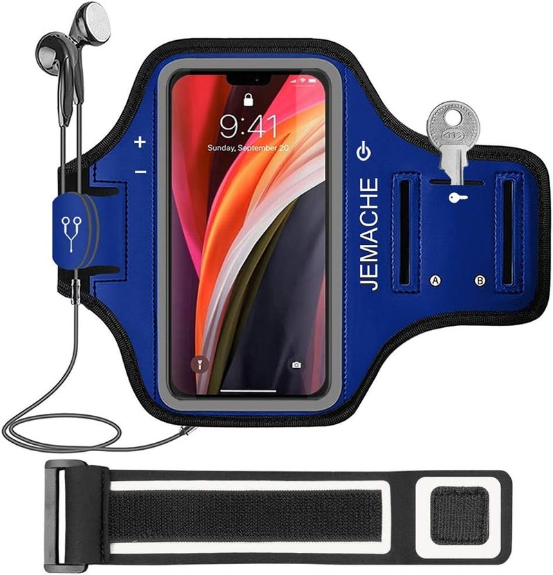 JEMACHE iPod Touch 5th / 6th Generation Armband, Gym Running/Exercise/Workout Sport Arm Band Case for iPod Touch 5/6 Generation with Card/Key Holder (Navy Blue) - Image 1