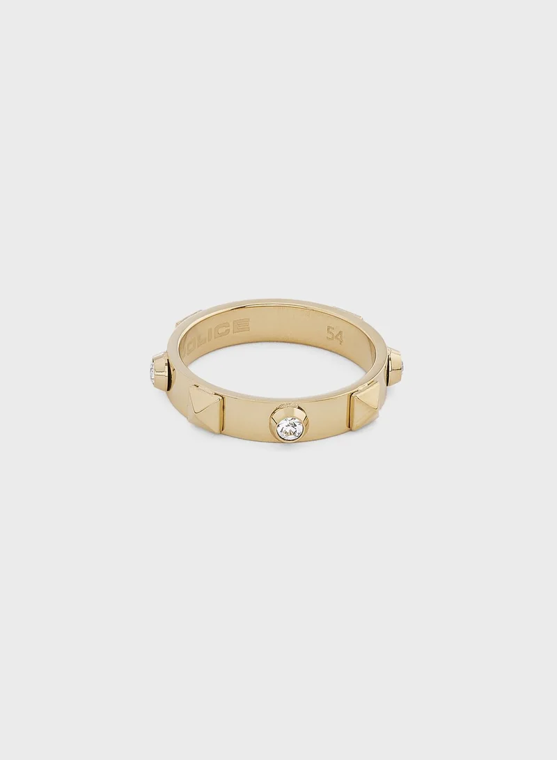 POLICE Stainless Steel Finger Ring With Crystals