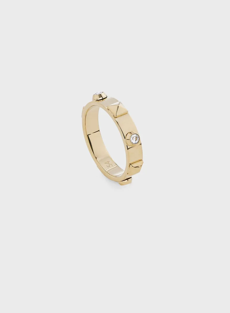 POLICE Stainless Steel Finger Ring With Crystals