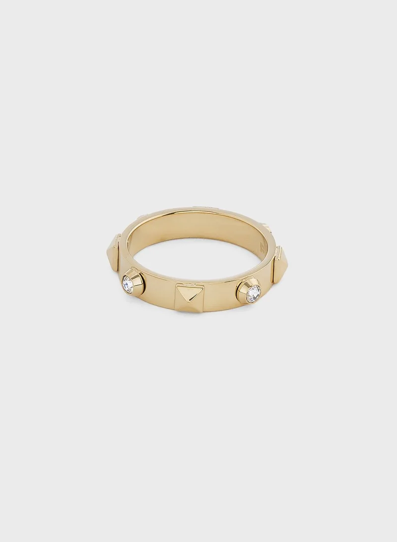 POLICE Stainless Steel Finger Ring With Crystals
